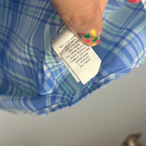 Vineyard Vines women’s popover plaid roll sleeve top size 8 100% cotton - Picture 4 of 8